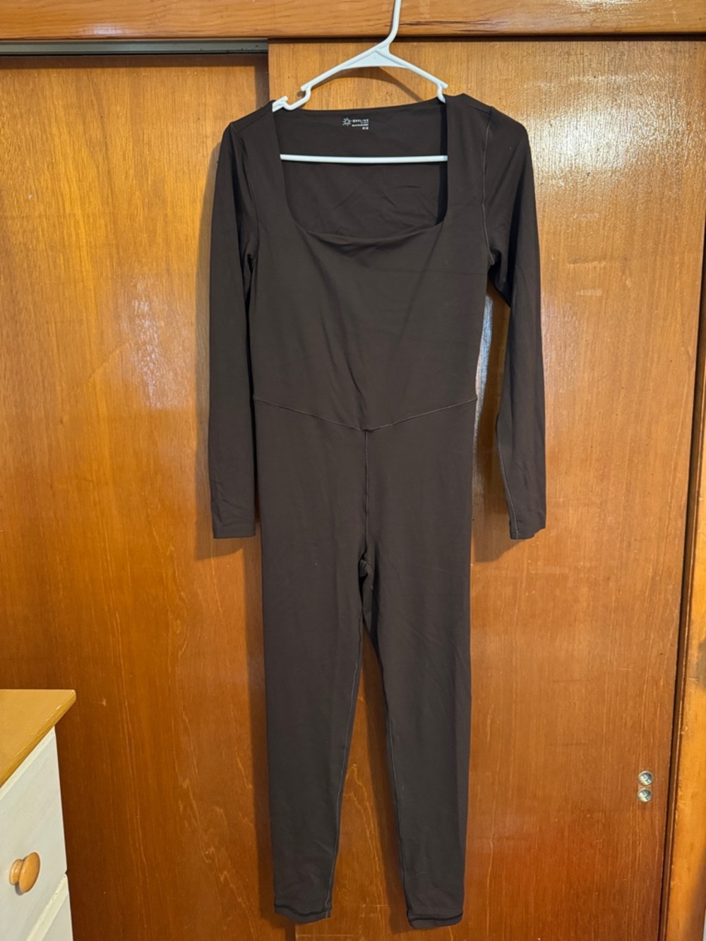 Offline by aerie square neck brown long sleeve body suite